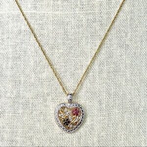 Sterling Floral Heart Gold Fill Necklace